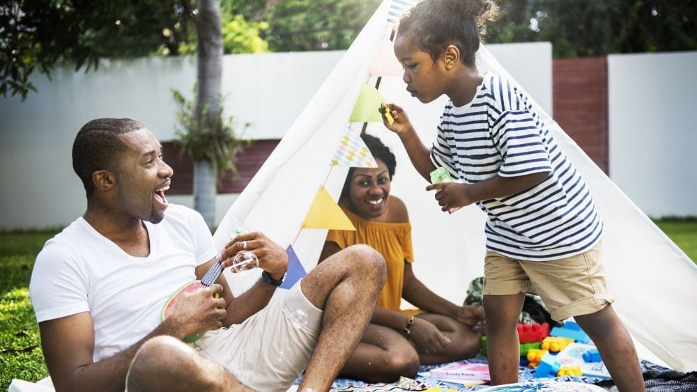family in the backyard
