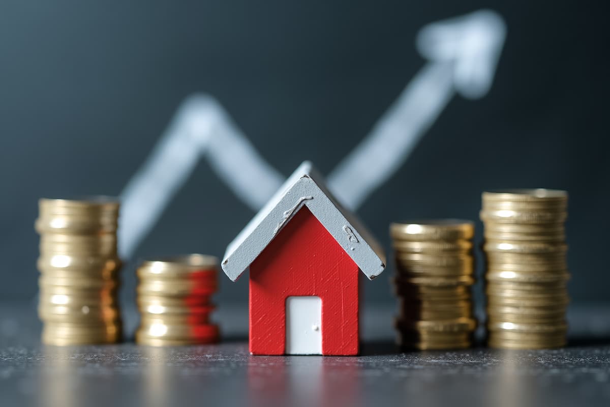 house model with coin stacks
