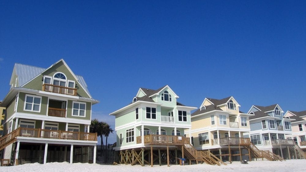 Beach houses on pier foundations.