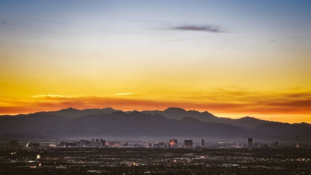 Las Vegas, Nevada skyline at sunset