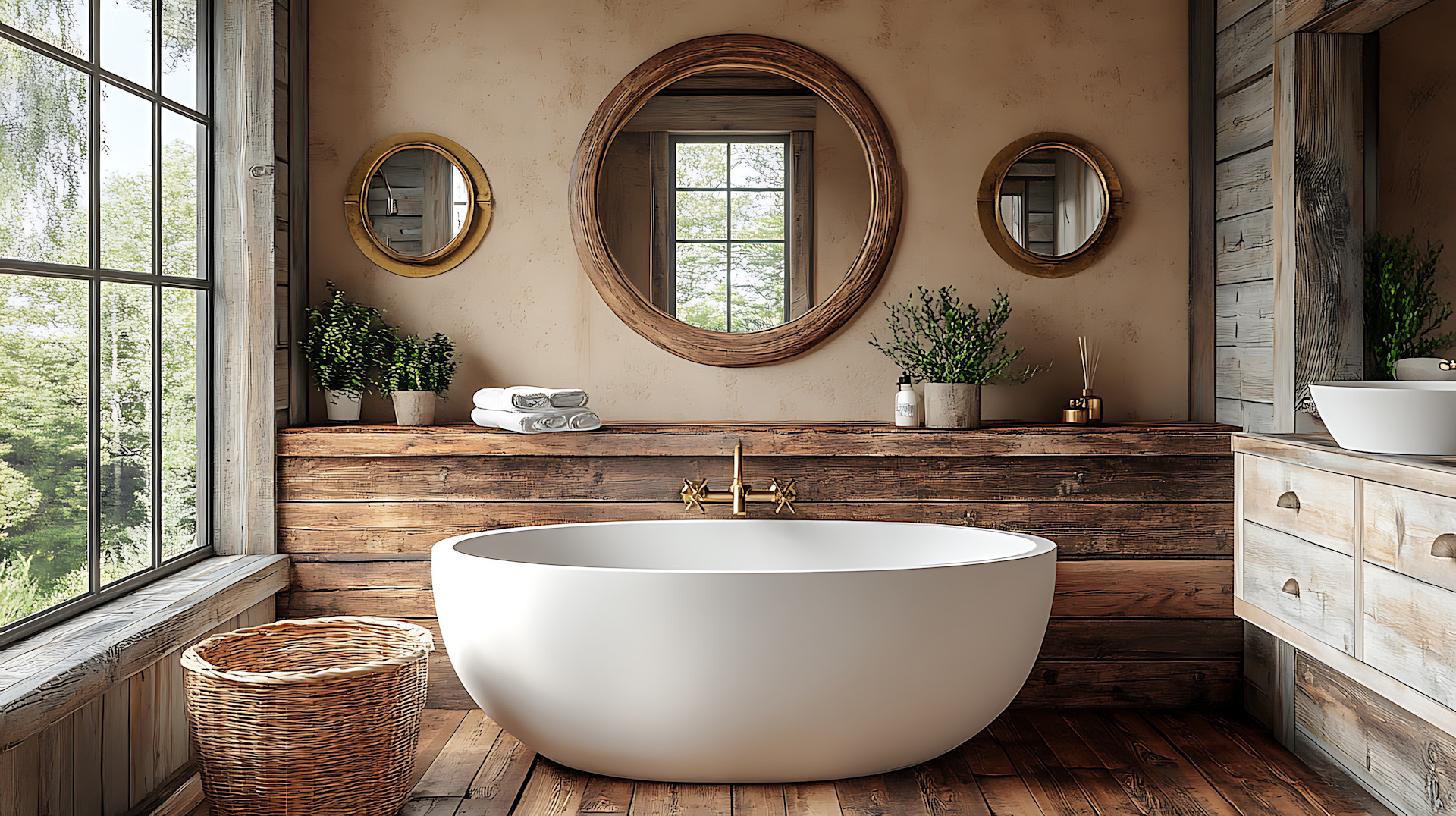 Bathroom with wood accents
