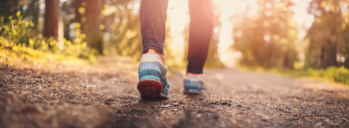 Close up of a person's feet walking 