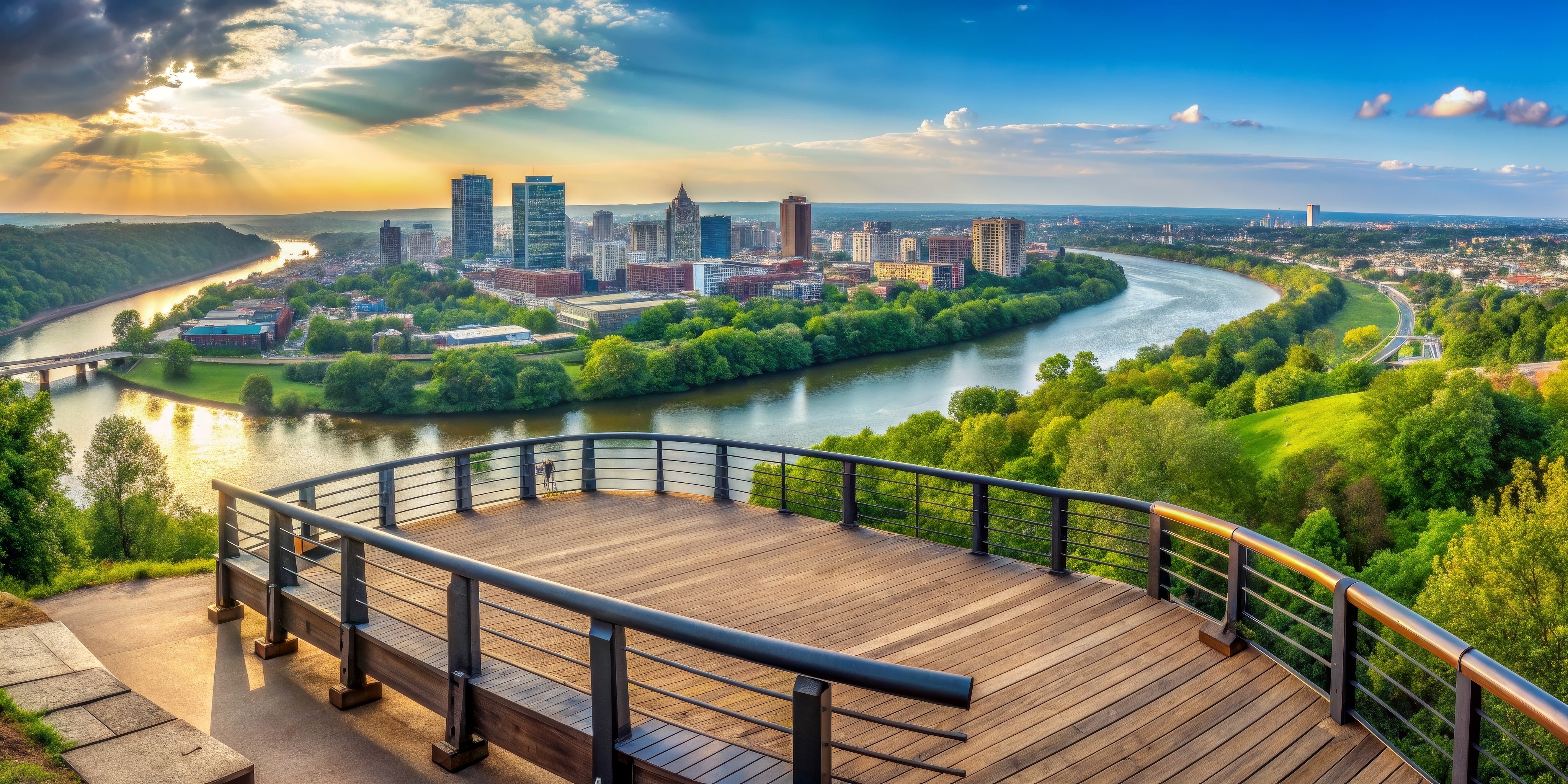 Beautiful view from overlook onto the city skyline and surrounding area