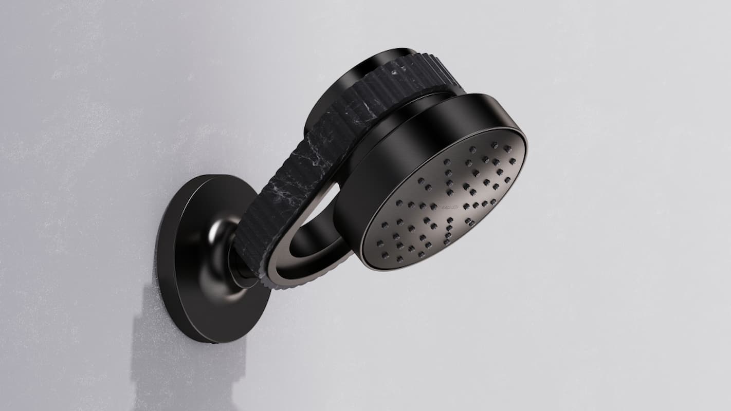 Kallista bandeau collection showerhead, shown here in matte black
