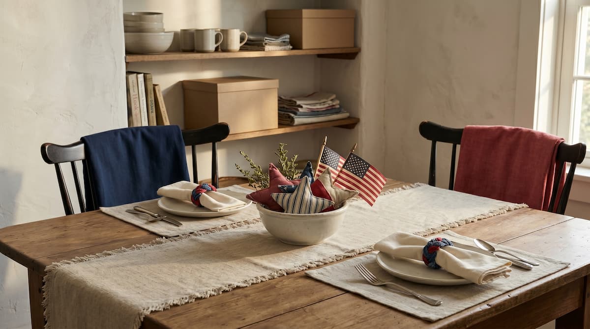 Understated kitchen table styled with Americana