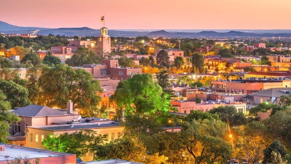 Aerial view of Santa Fe, New Mexico