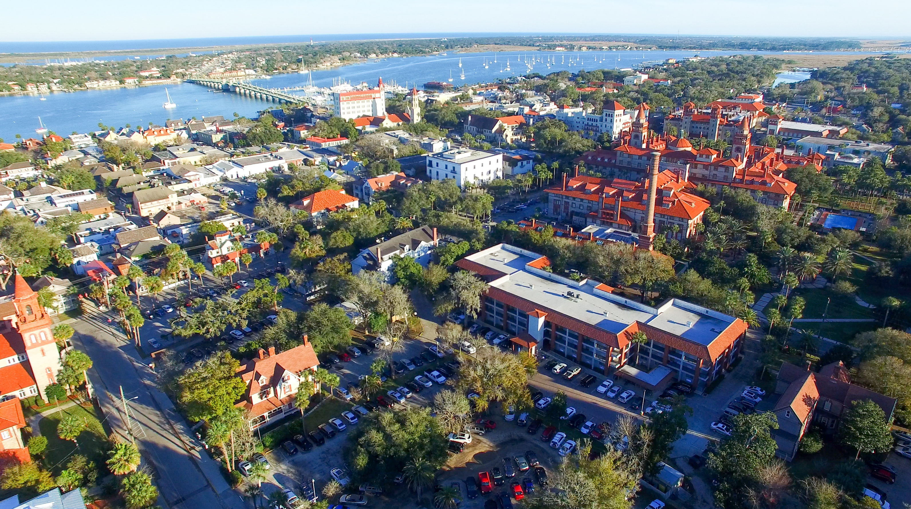 aerial view of the city of Jacksonville and waterways