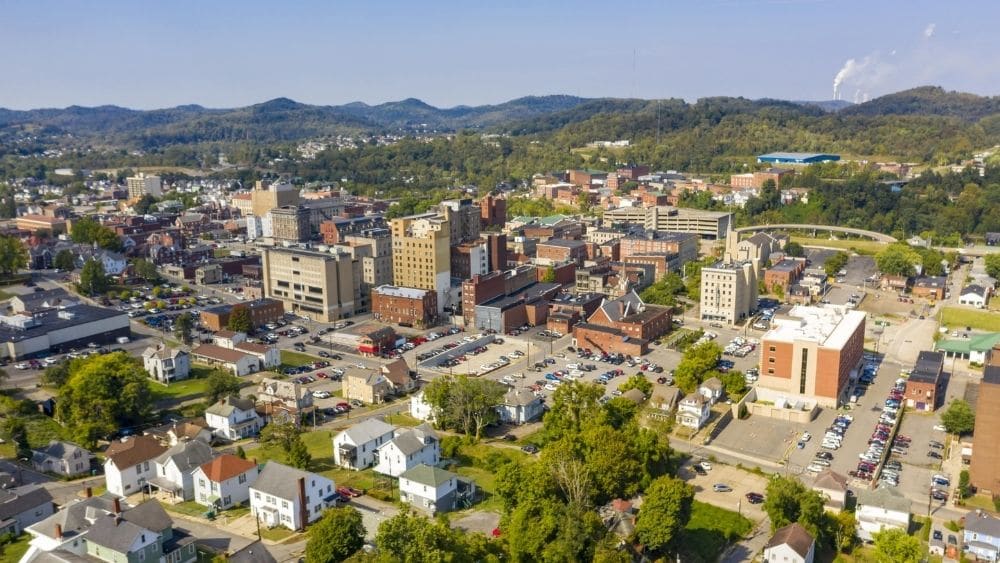 aerial view of clarksburg, WV