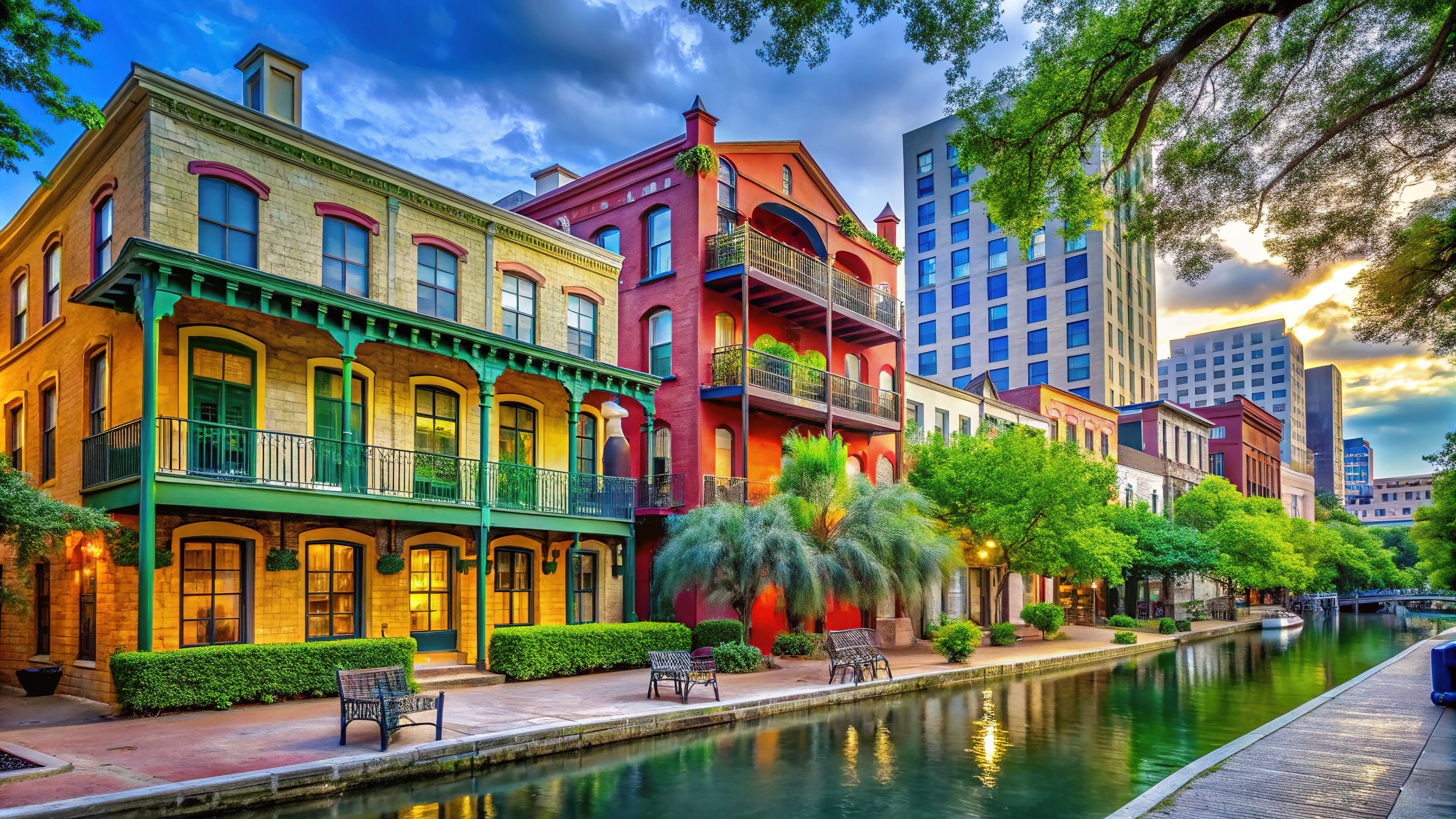 Colorful buildings and shops along the Pearl District