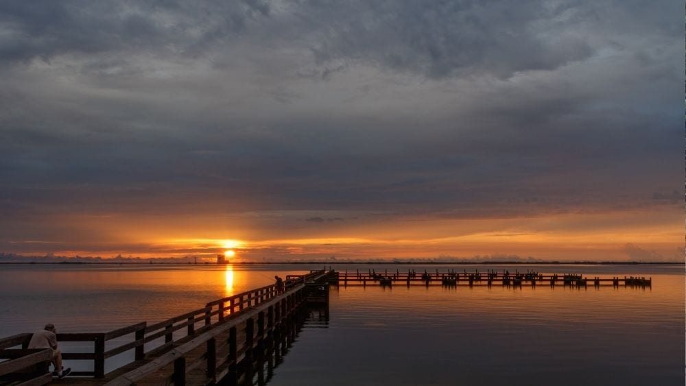 Sunset off the pier at Merritt Island.
