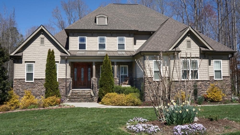 Home with stone siding.