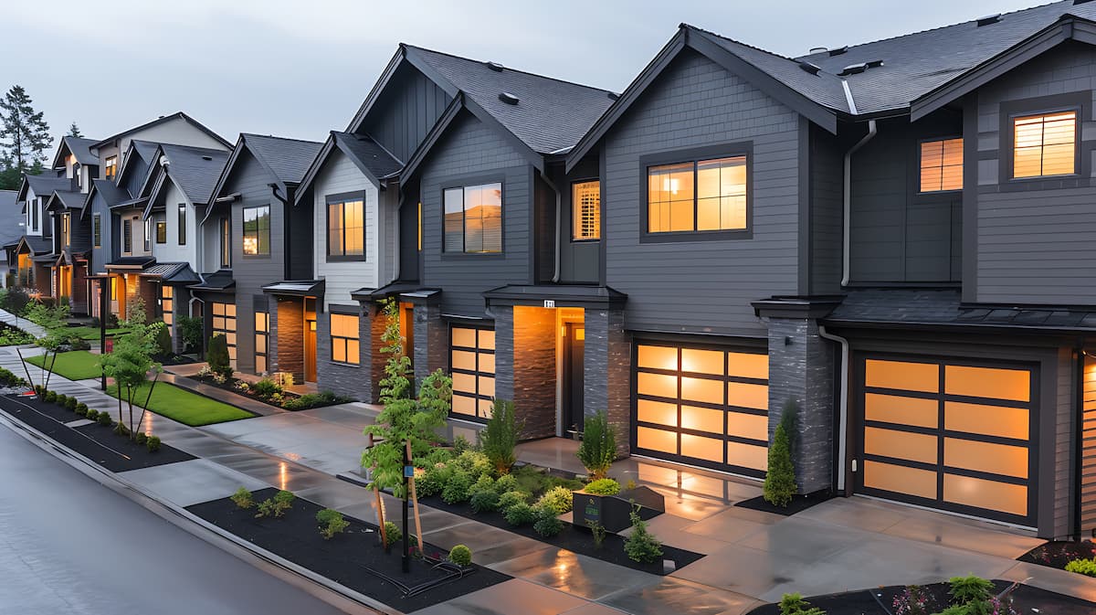 Row of urban townhomes
