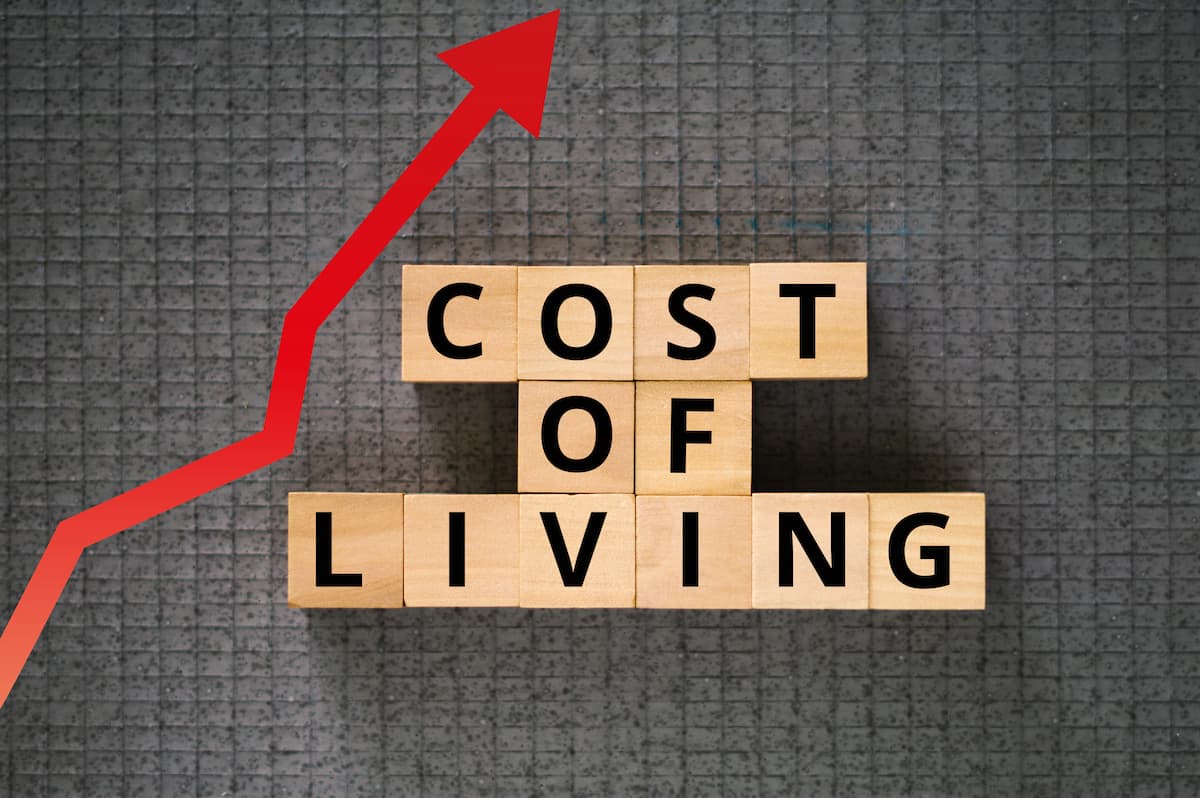 cost of living spelled out with wooden blocks
