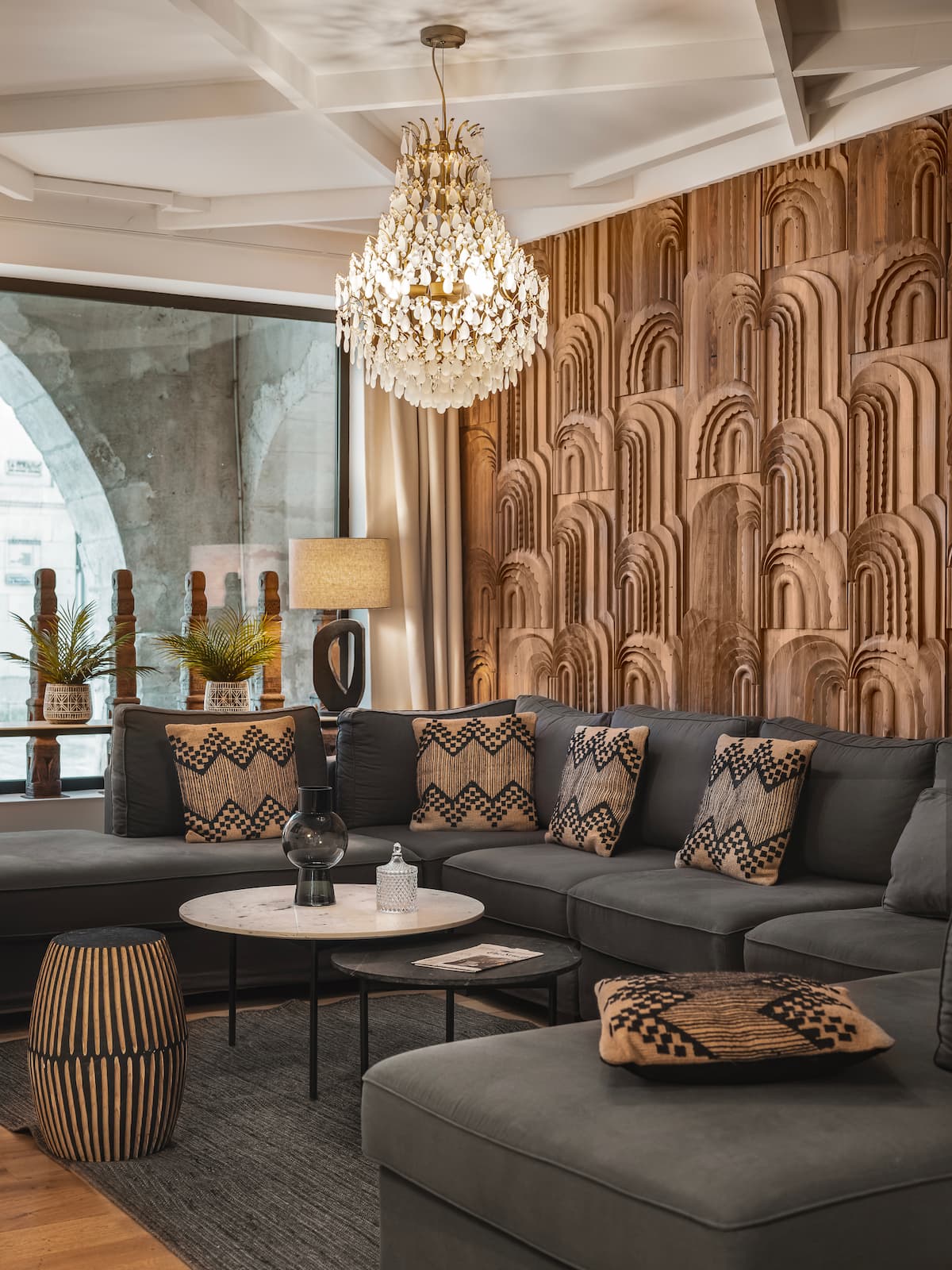 wooden tiles in living room