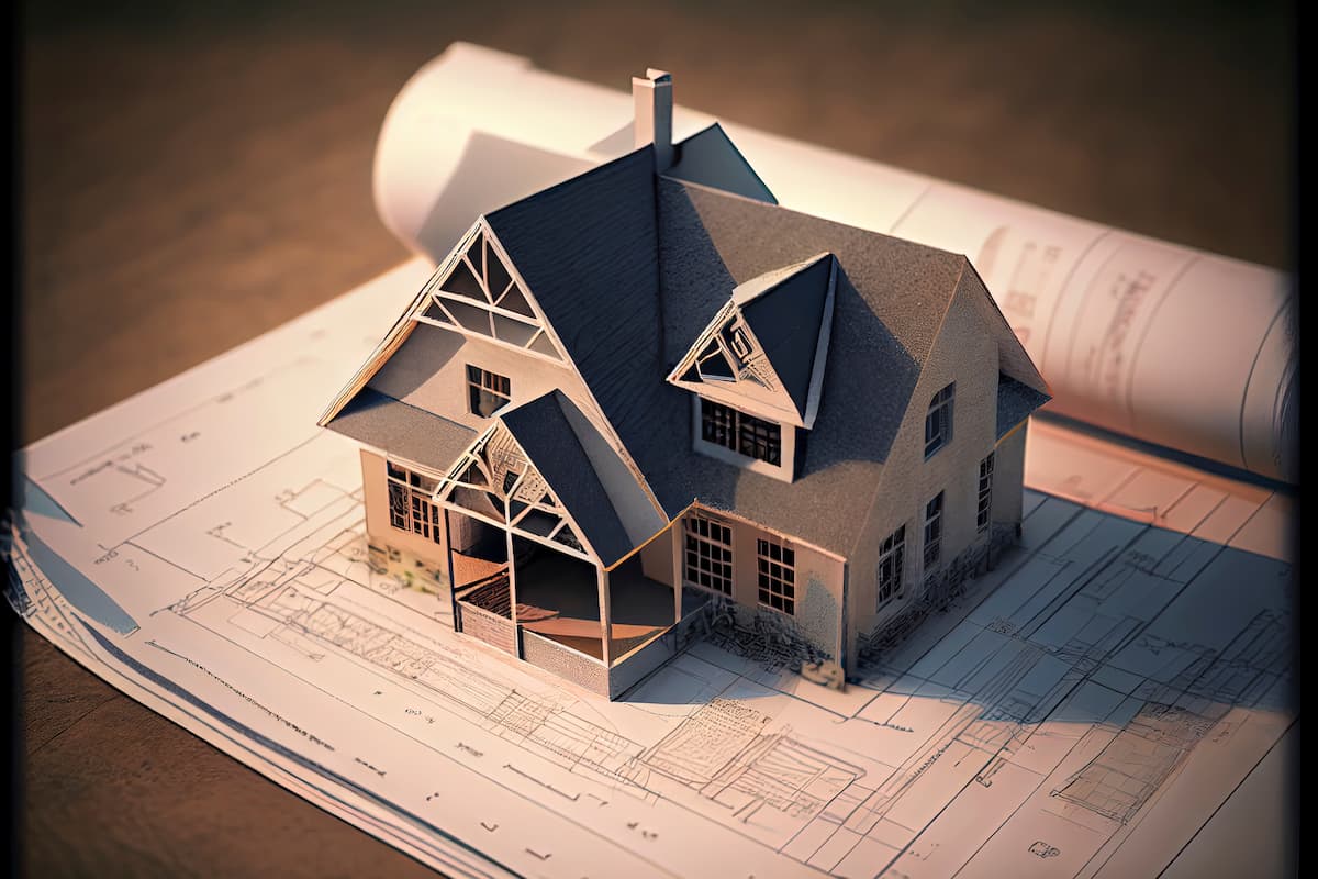 house-model-on-blueprint