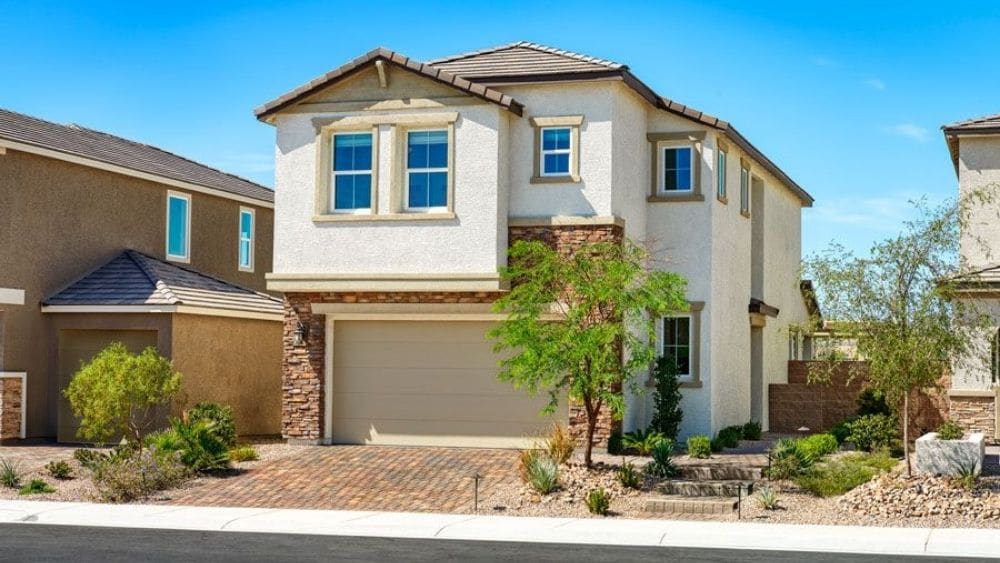 Rendering of a two-story Spanish-style home.