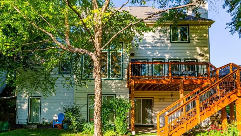 A two-story home with a walkout basement.