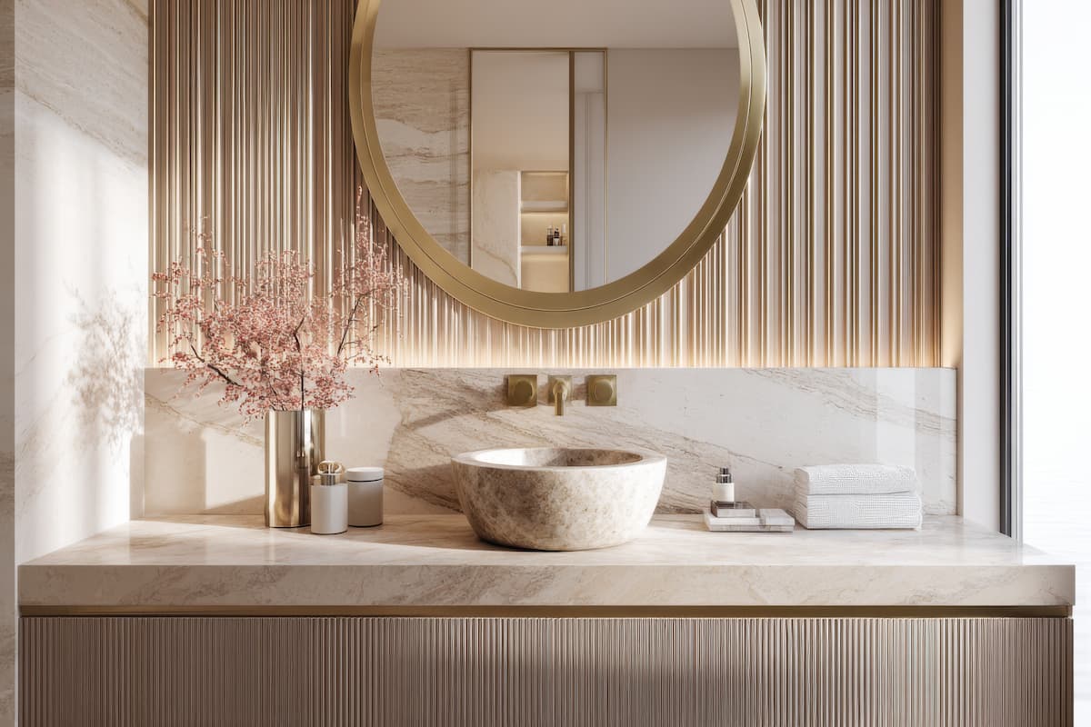 Fluted tile bathroom