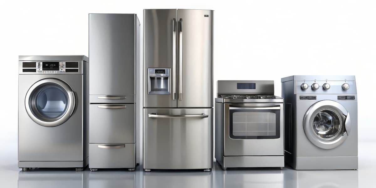 Stainless steel refrigerator, washer, dryer, and oven