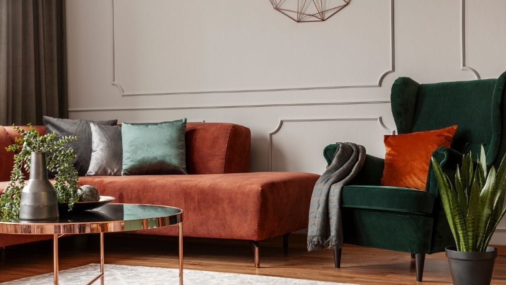 trendy, warm living room