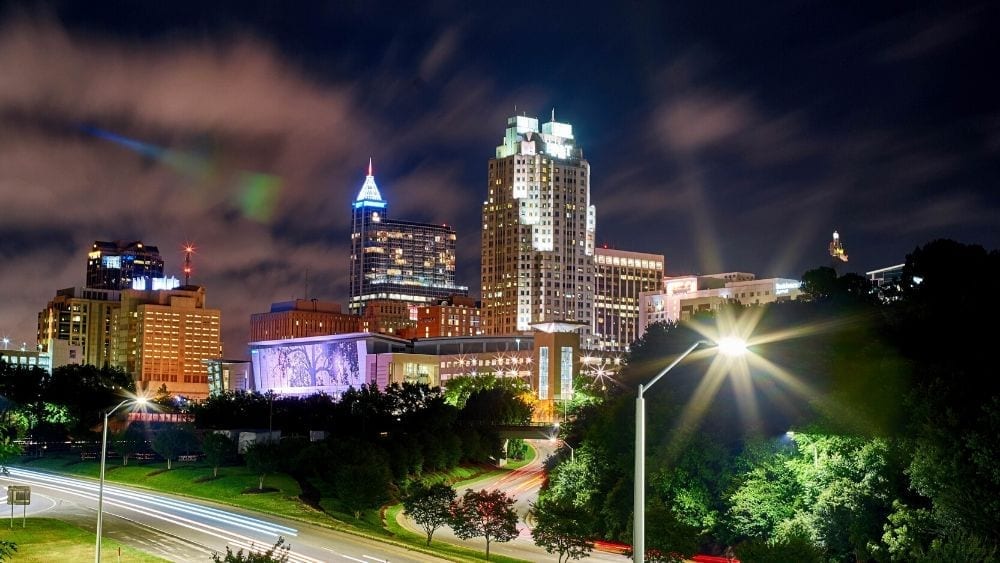View of Raleigh, North Carolina at night