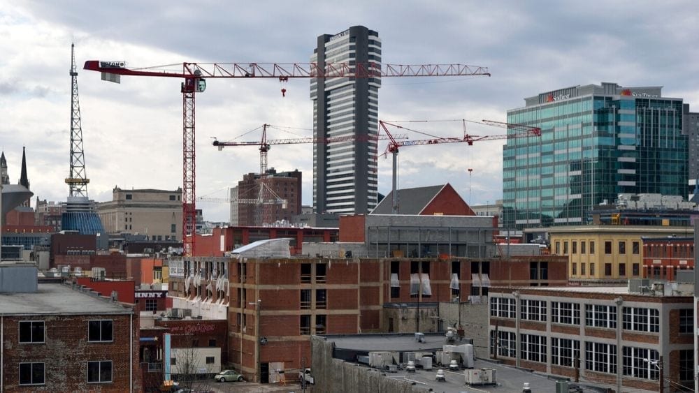 Nashville with cranes