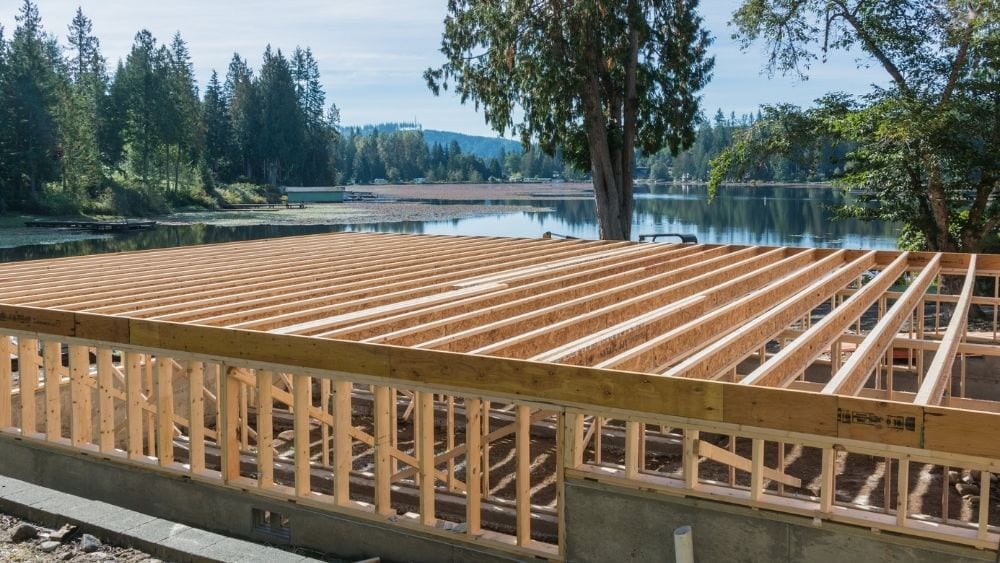 A foundation made from lumber.