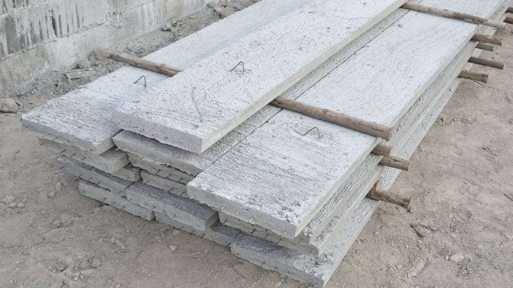Stack of precast concrete.