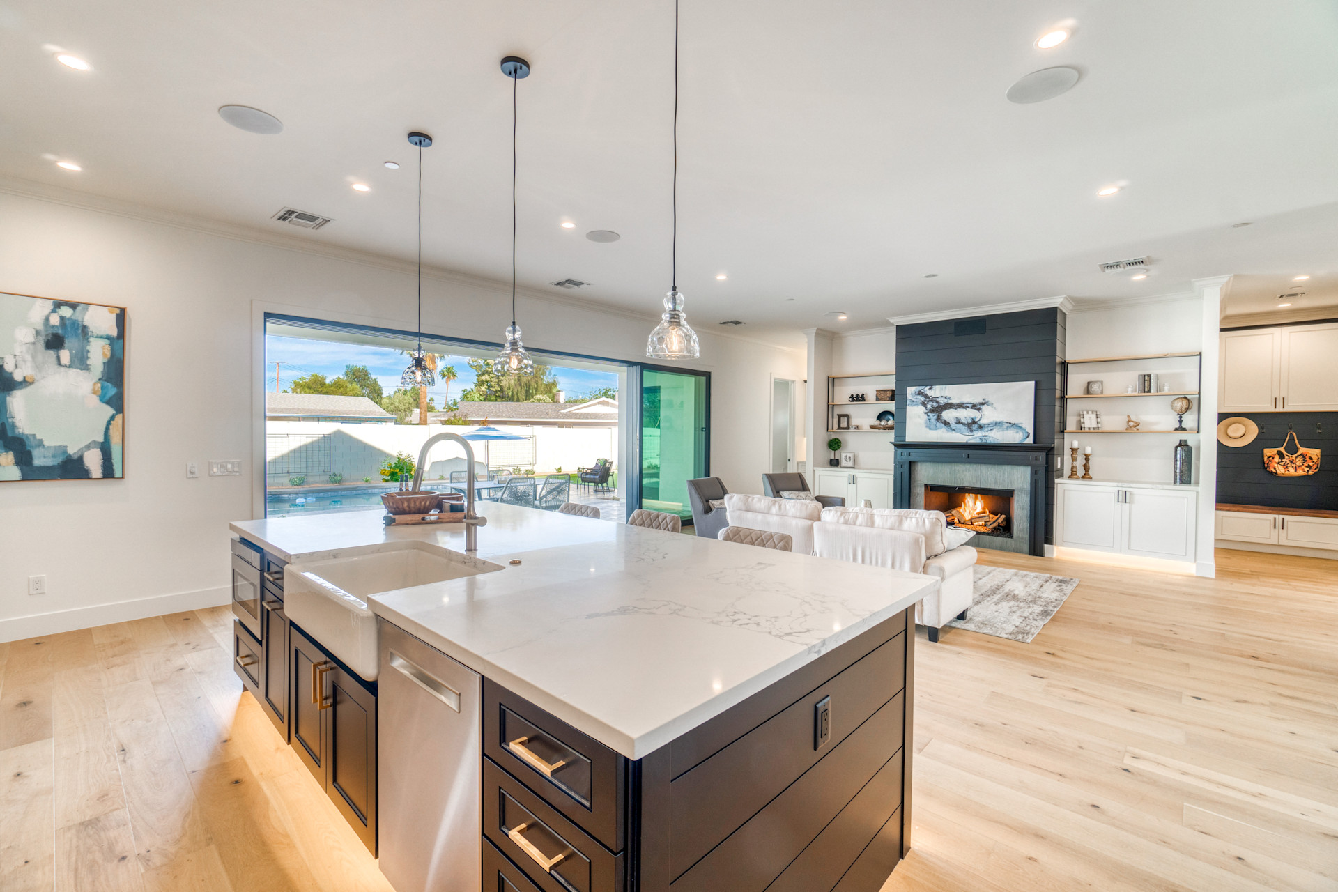 Open concept living and dining room