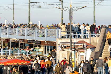 A tourist spot that is overcrowded with people.