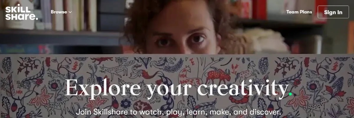 Screenshot of SkillShare, an online learning platform