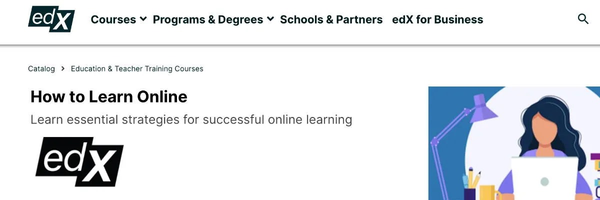 Screenshot of Edx, an online learning platform