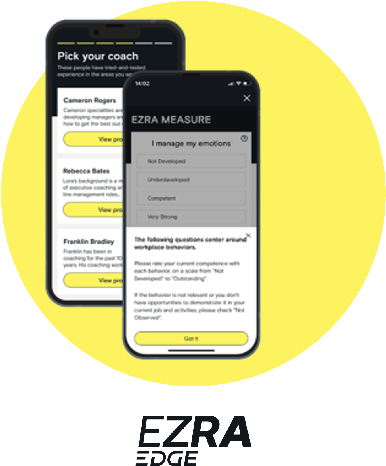 An iPhone showing the EZRA Edge programme