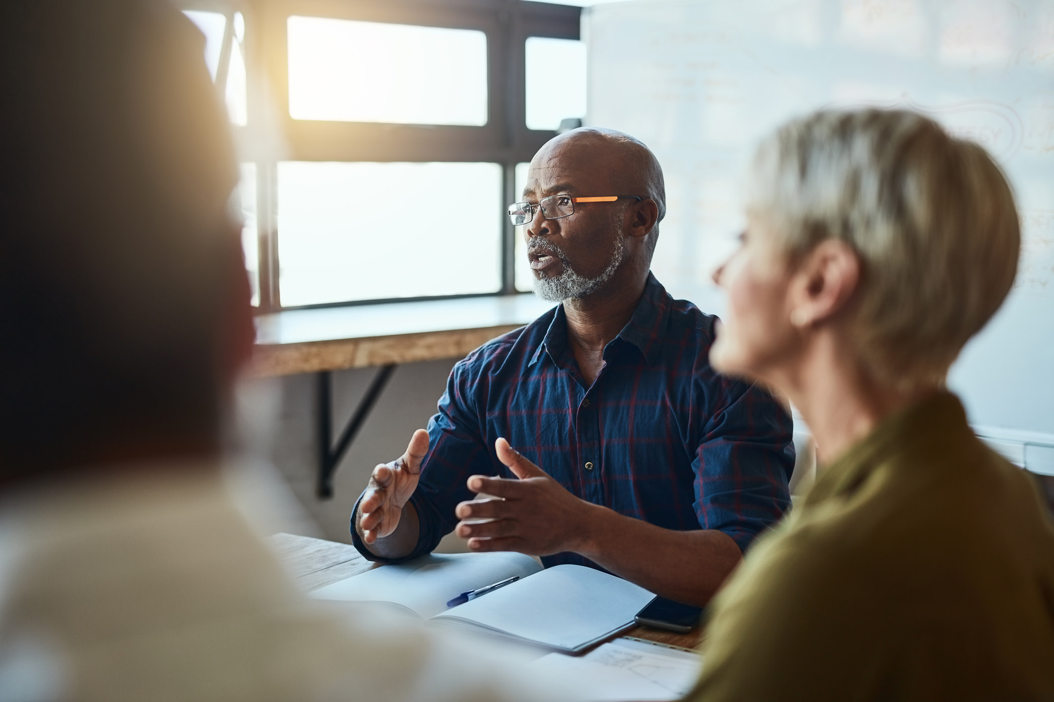 Man in a meeting.