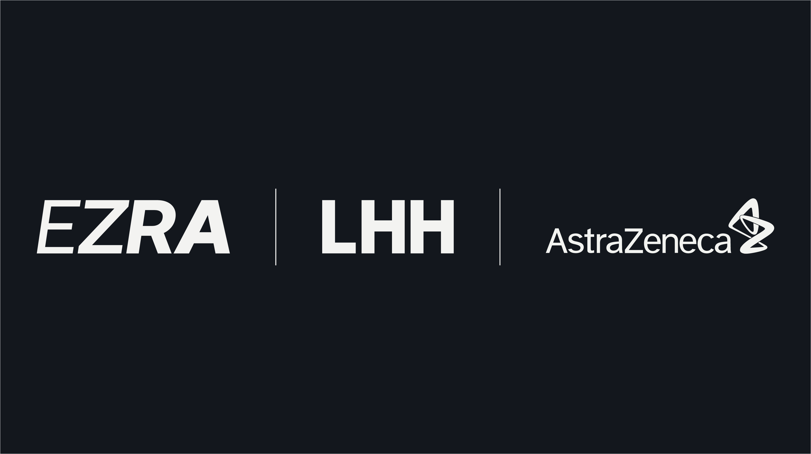 EZRA, LHH and AstraZeneca logos in white