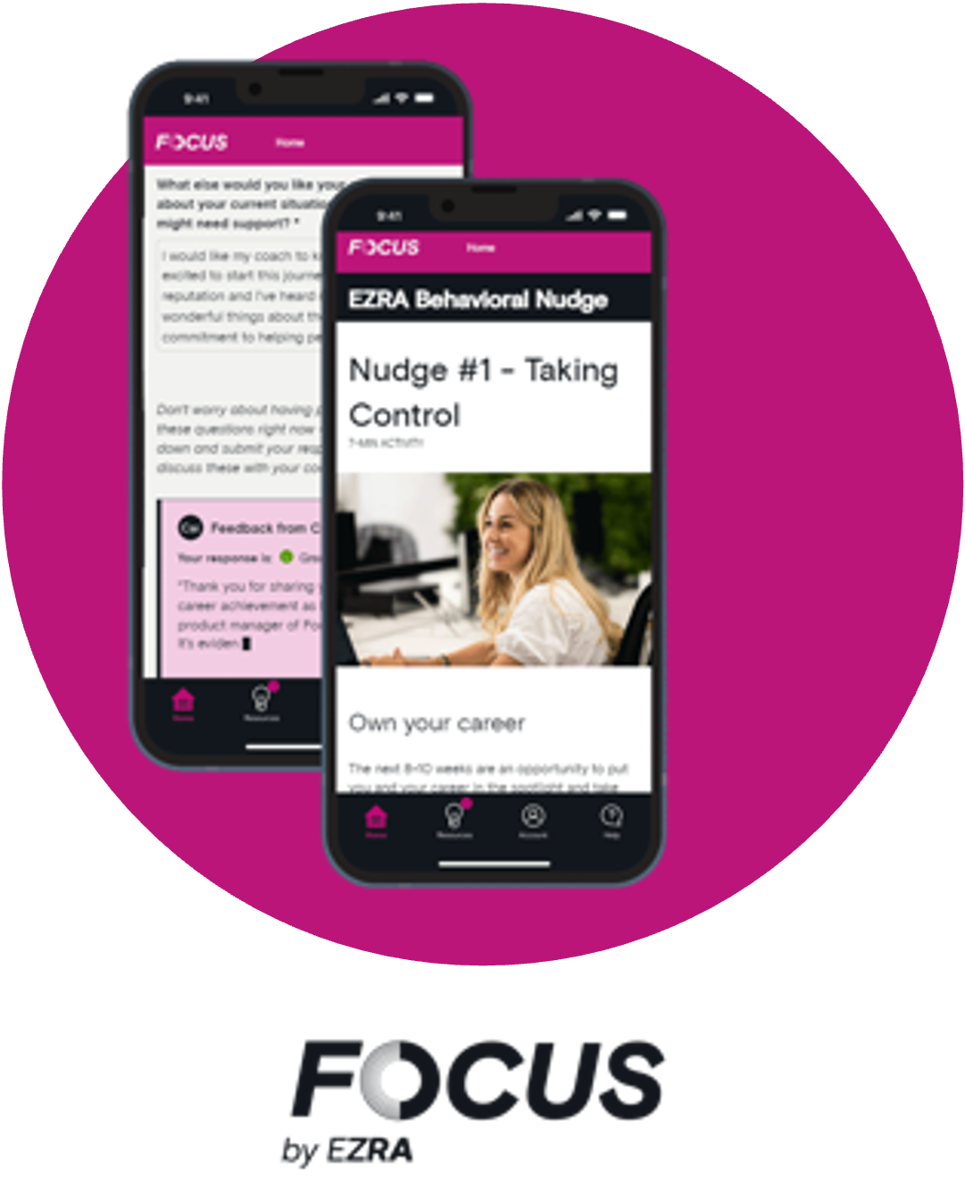 An iPhone showing the EZRA Focus programme