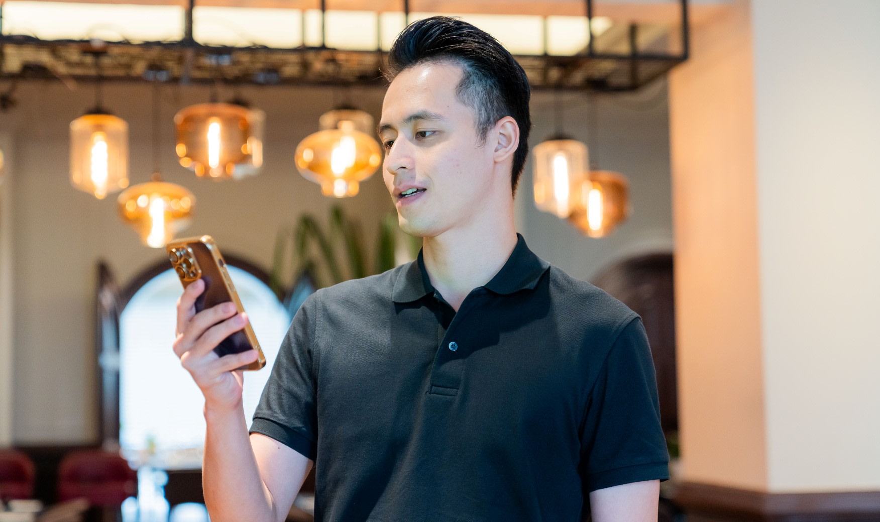 A man checking his phone