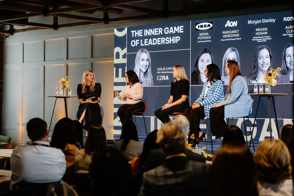 Panel 1 on stage — Leslie Caputo, Audrey Clegg, Margaret Heneghan, Megan Hogan, Neena Potenza