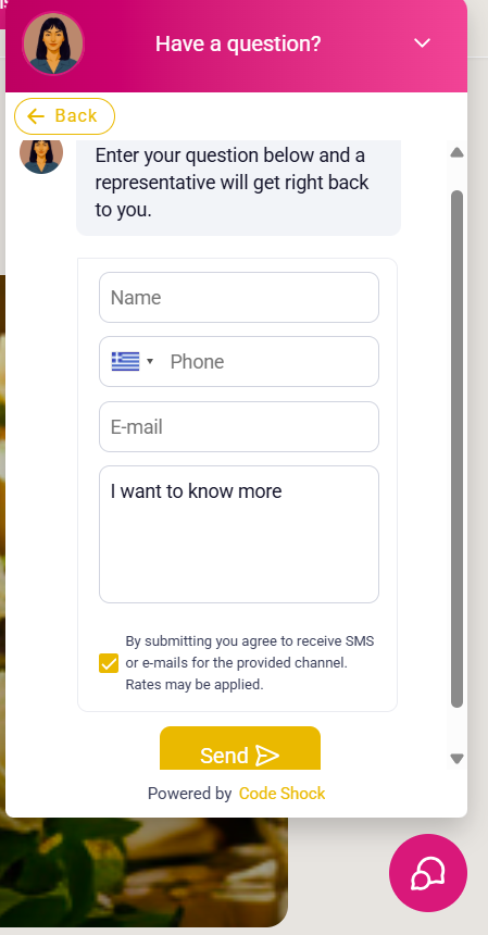 AI Assistant Email/SMS Integration Form