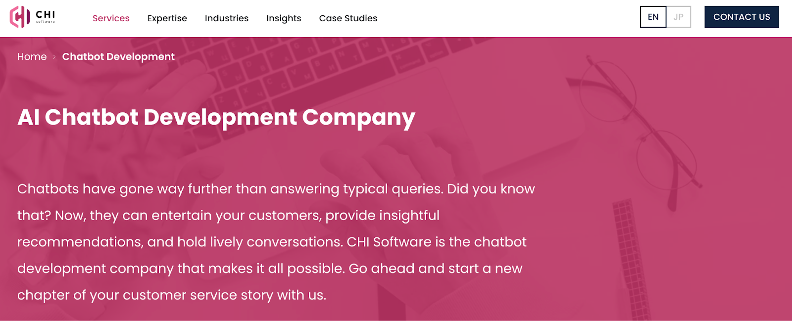 CHI software landing page