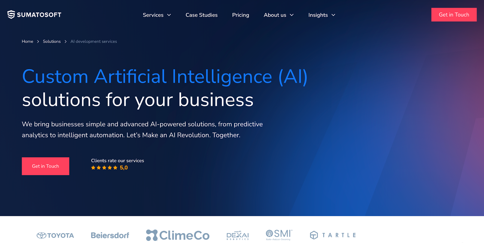SumatoSoft landing page