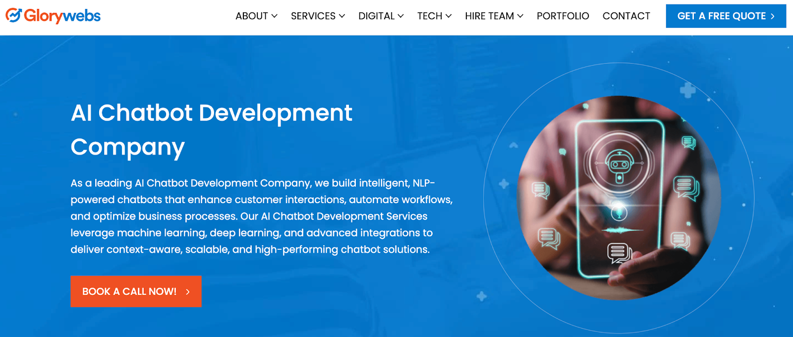 Glorywebs landing page