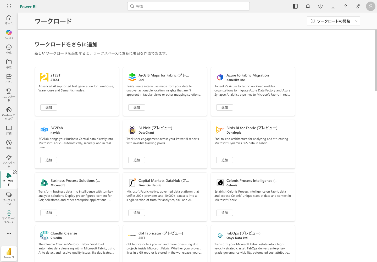 Power BI Fabric workloads
