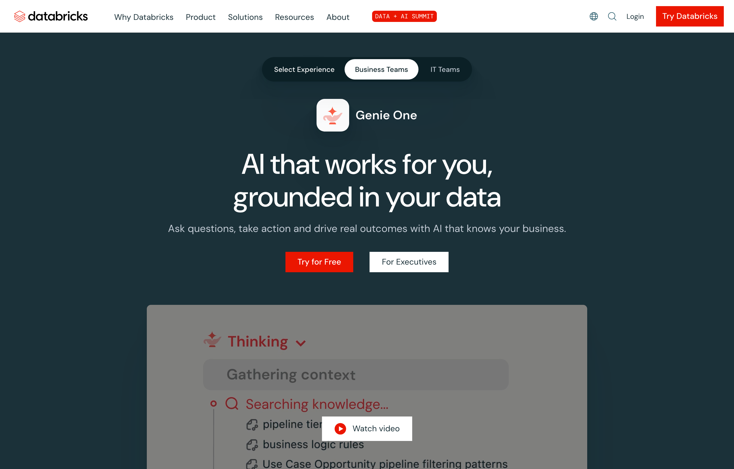 databricks-data-ai-summit-2026: Genie One product screenshot
