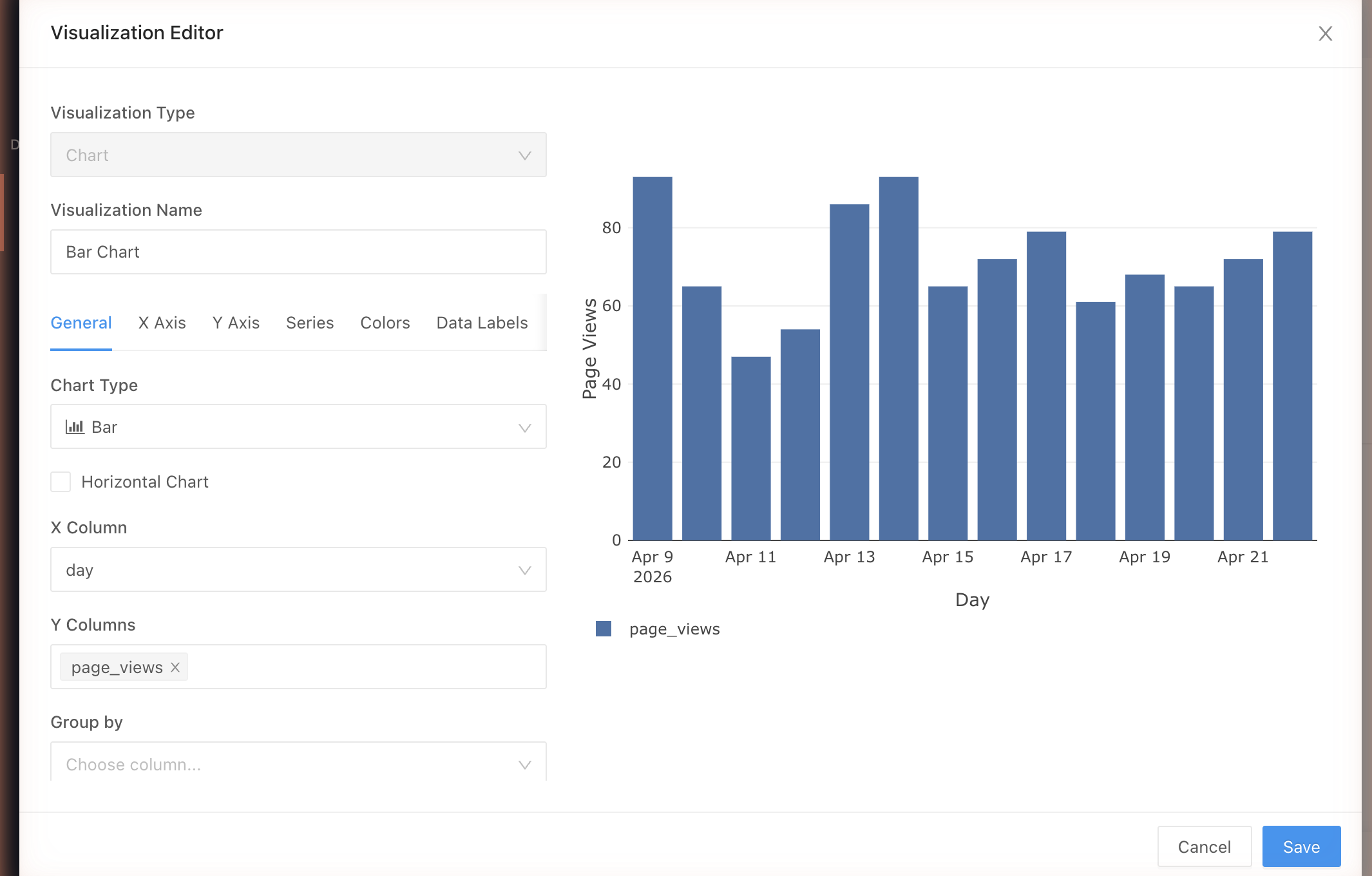 Redash Visualization Editor