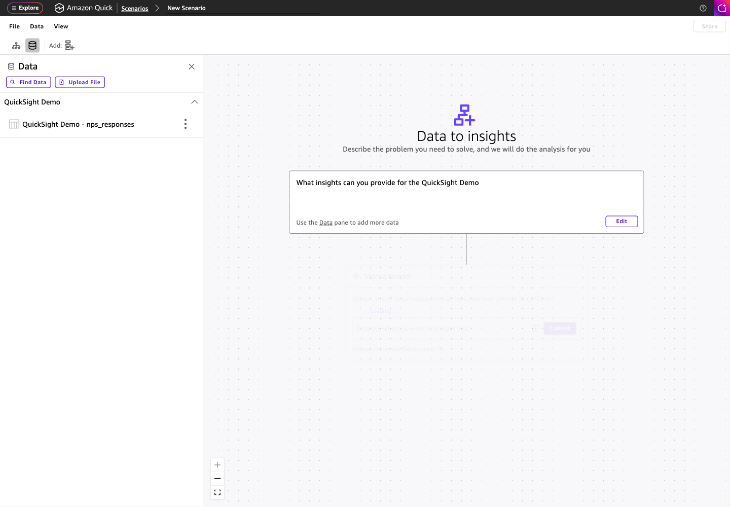 AWS QuickSight - Scenario from dashboard
