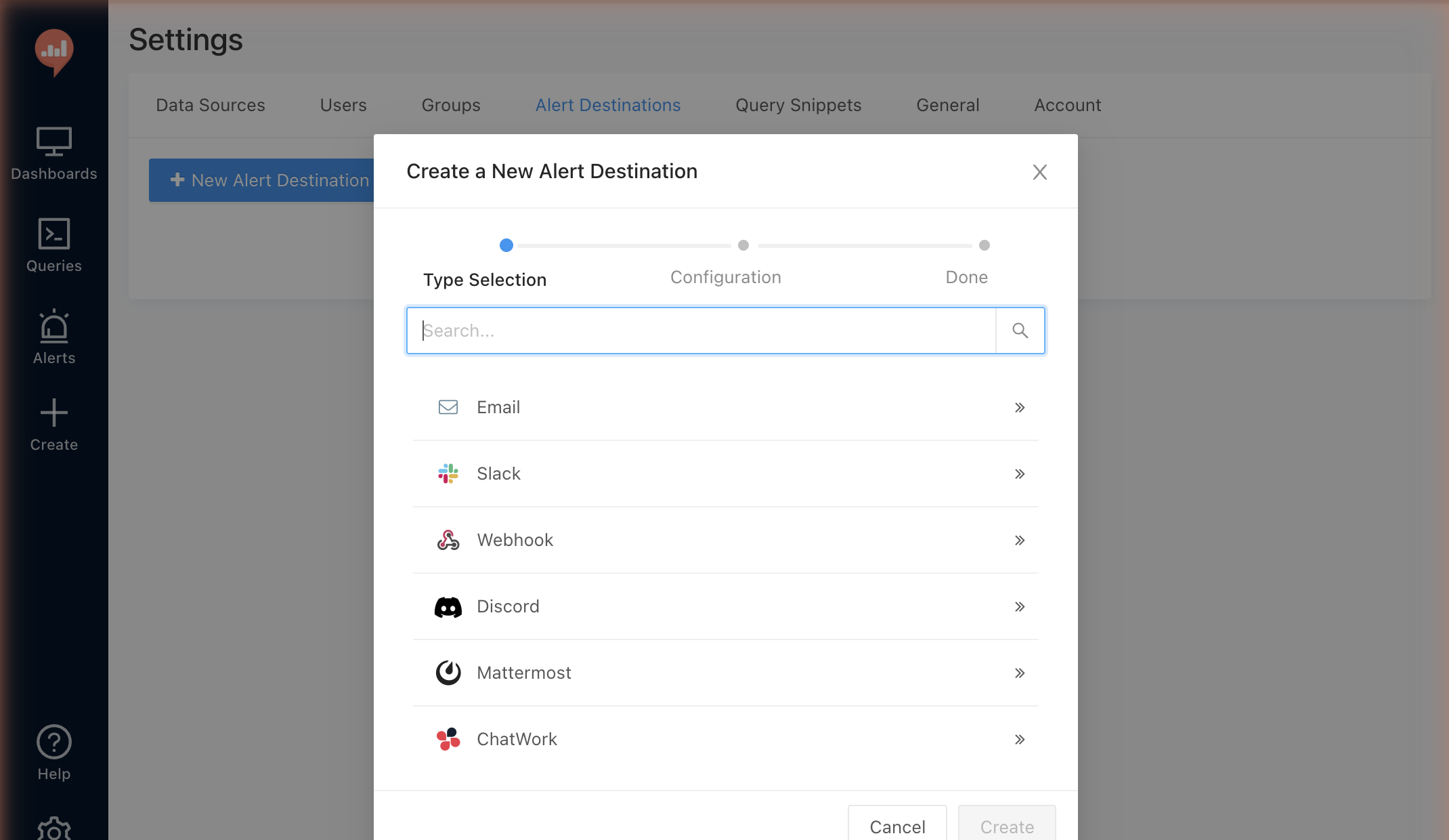 Redash Alert Destinations (12種類の通知先)