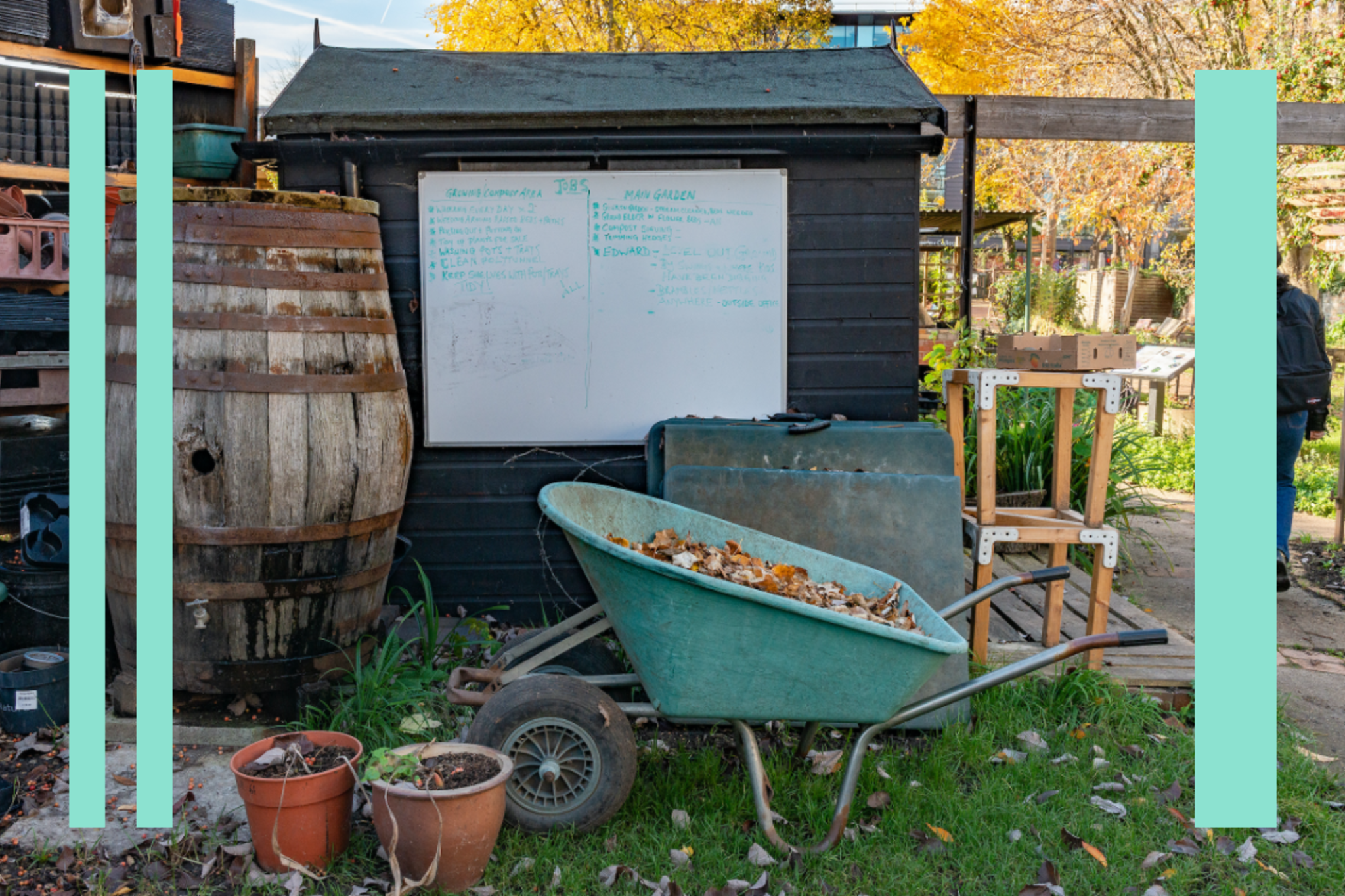 shed and wheelbarrow