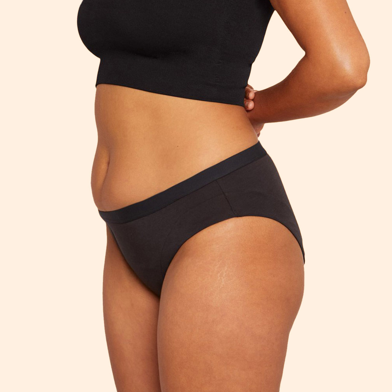 Thinx - Cotton Bikini - Black - Side