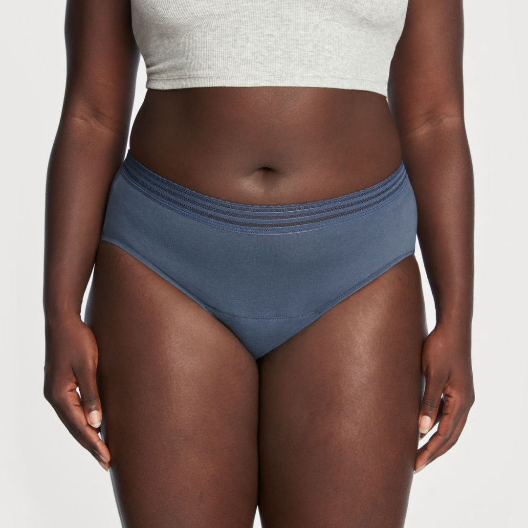 Thinx - TFA - Everyday Comfort Lace Brief - Storm - Front